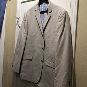 Tan Chambray Two Button  Notch Lapel Blazer